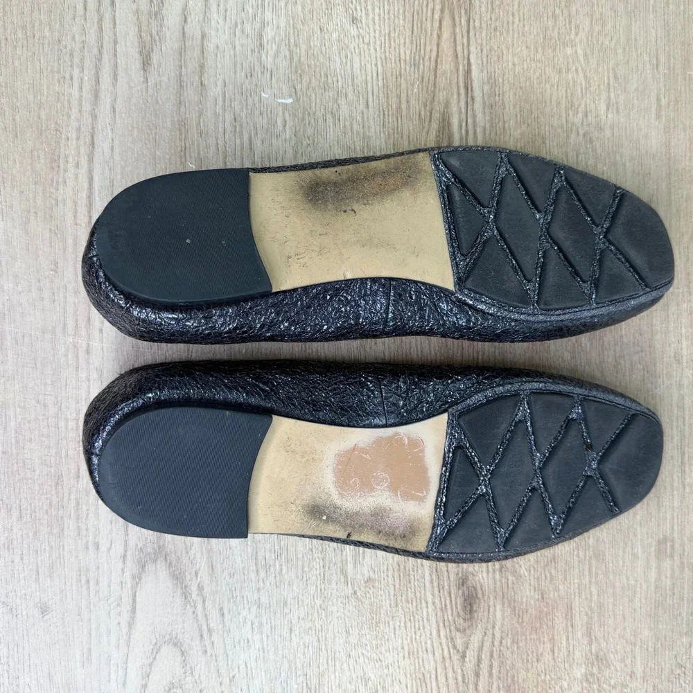 Tory Burch Shoes Laila Driver Ballet Flat Royal Blue Crinkle Leather 9 m